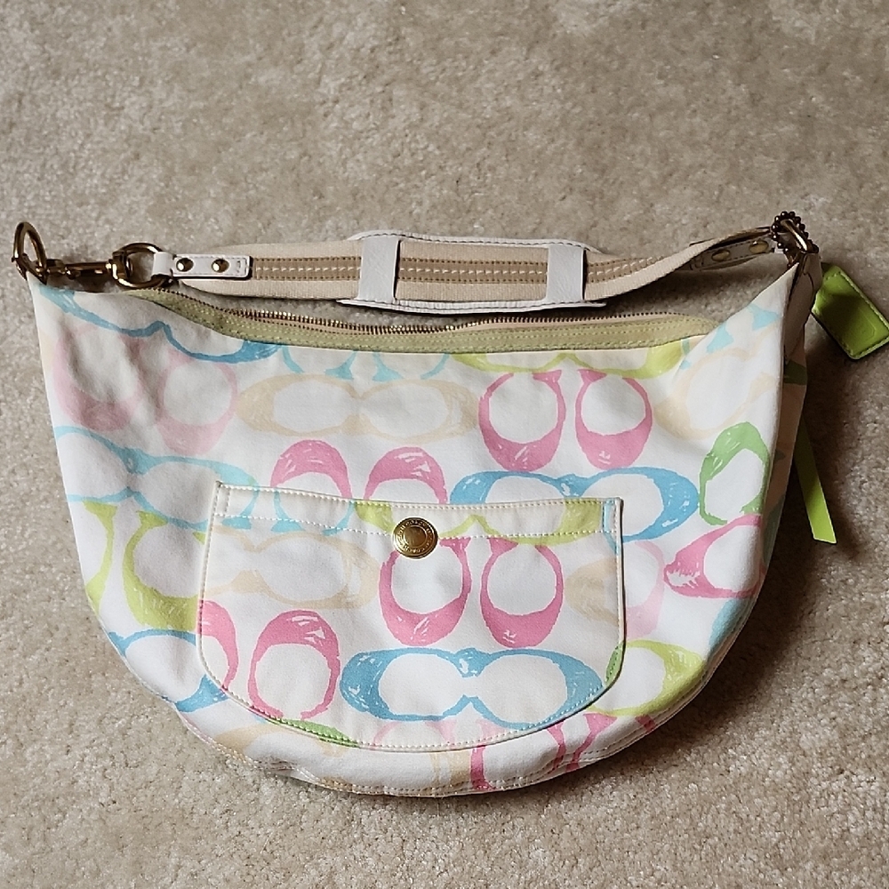 Coach Y2K AMAZING Condition Pink and Green Crescent Shoulder Bag